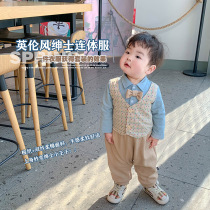 Childrens clothing new 2022 male conjoined clothes for infant birthdays Gentleman Khae Climbing the age of dress