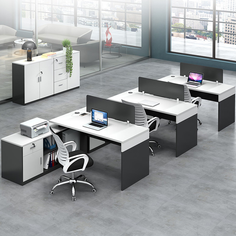 Guangzhou Desk With Side Cabinet Financial Staff Table And Chairs Combination Brief Modern 2 4 People Double Staff Desk