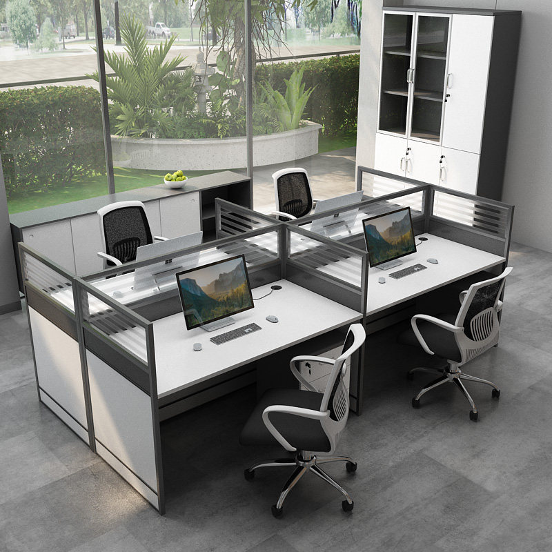 Guangzhou Desk Screen Partition Staff Four Station Employee Table Deck 4 6 People with desk chair combination