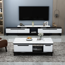 Marble tea table TV cabinet Composition Nordic small family Modern minimalist Living room light and luxurious TV enclosure tea table