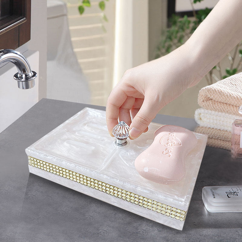 Gargle European-style creative soap box drain Nordic fashion dressing room soap box simple punch-free soap dish with lid