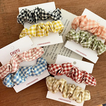 Childrens hair accessories Korean cloth Lattice Hair Ring Girl Zhair Hair Head Rope Girl Leather Fascia Accessories Large Intestine Hair Ring Children