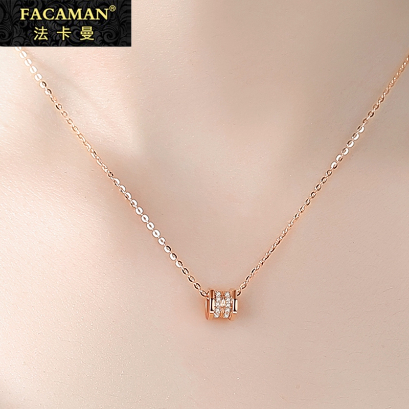 18k gold small brute waist necklace women's collarbone chain ins simple rose gold jewelry pendant multi-gold niche design trend