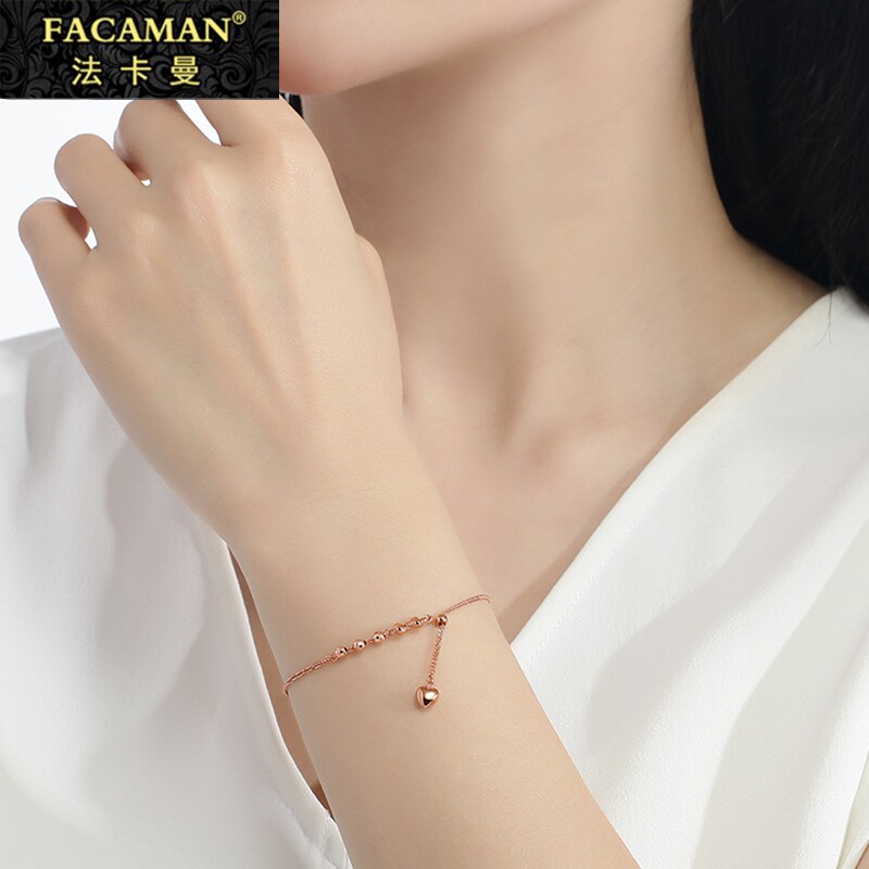 Fakaman 18k Colorful Gold Handmade Female Niche Design Rose Gold Color Gold Bracelet 2021 New Gifts To Girlfriend
