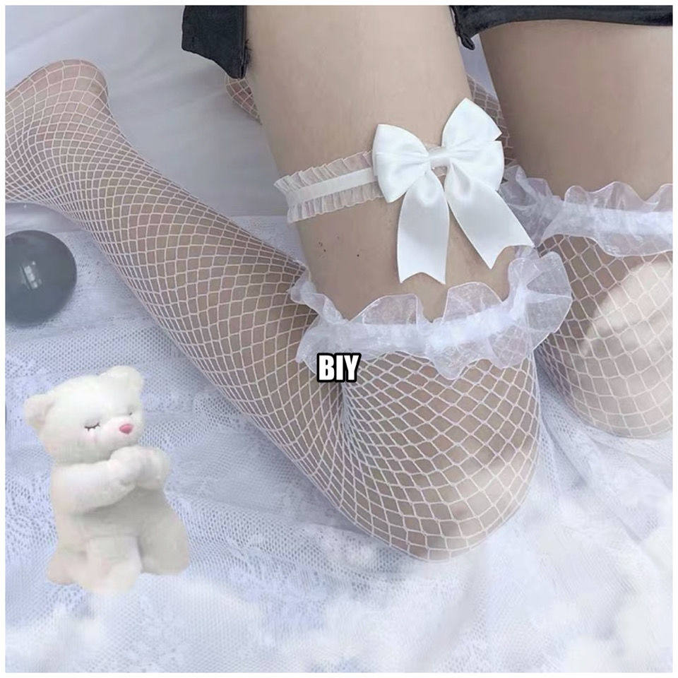 jk uniforms silk stockings butterfly knot legs ring over knee fishing nets socks sexy black socks children half leg lolita agaric side