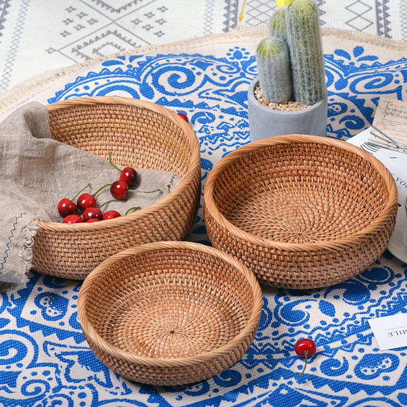 Vietnam rattan storage basket home fruit plate living room snacks sundries candy basket creative desktop coffee table storage box