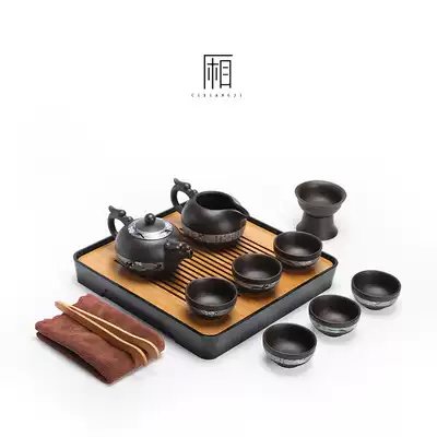 Authentic purple sand kung fu tea set set office guests tea living room home Chinese retro teapot tea cup