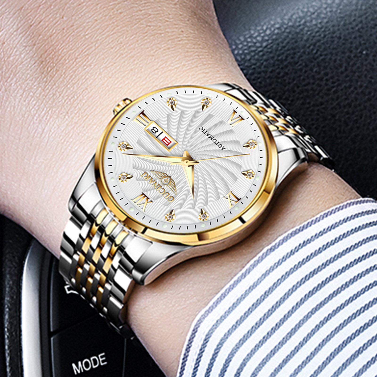 Swiss Armani Watch Men's automatic mechanical watch Waterproof luminous men's watch Gusini Steel Watch