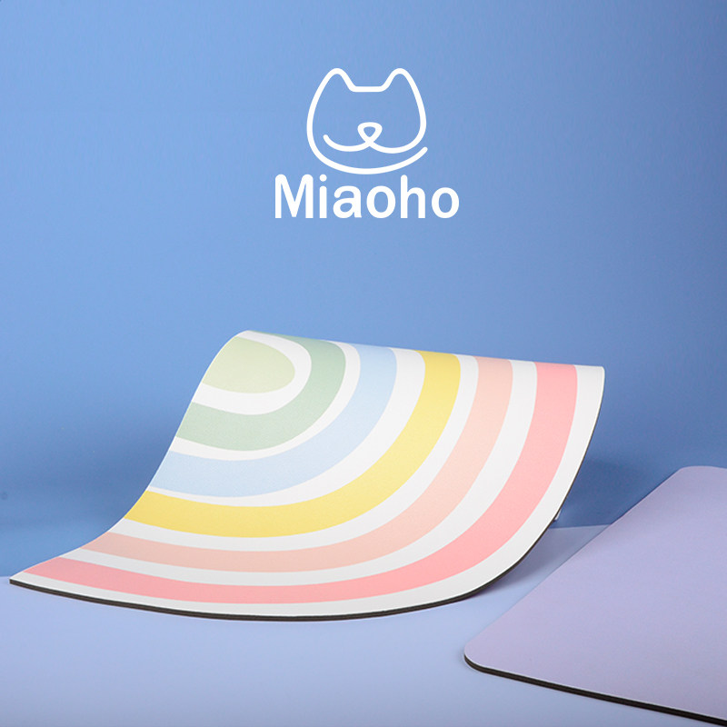 Miaoho pet cat dog placemat bowl mat creative rainbow cartoon pattern odorless easy to clean small gifts