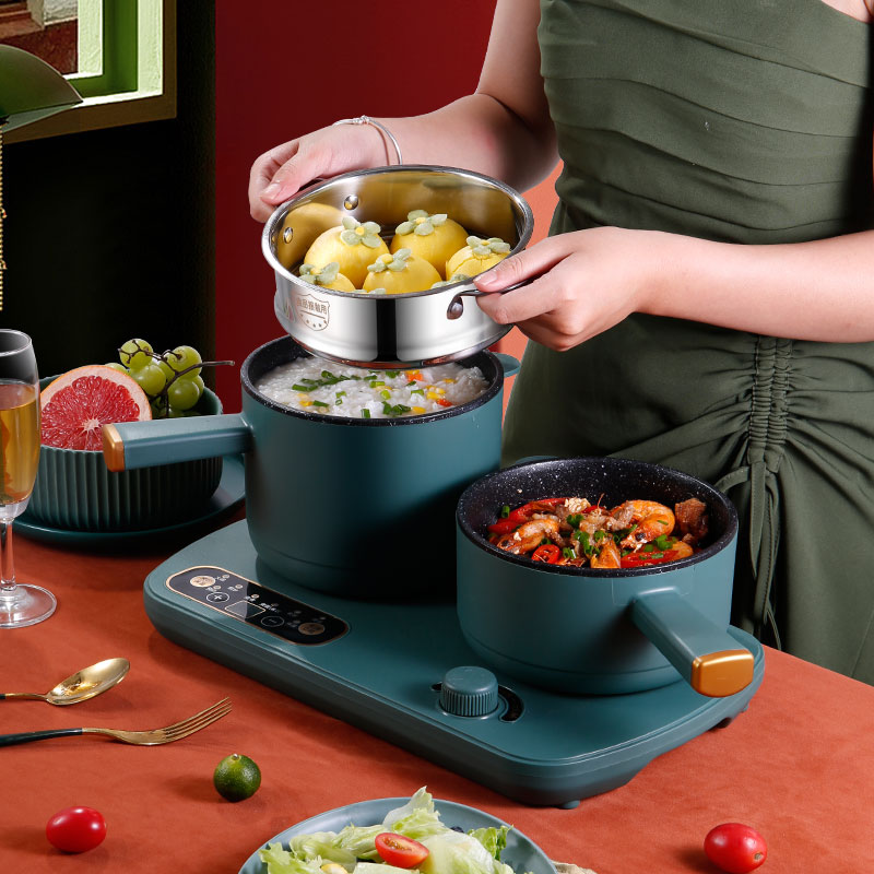 Double boiler integrated quick cooking pan frying and separating two-piece electric boiler Student Dormitory Pan Multifunction Net Red Home small