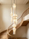 Wabi-Sabi Style Duplex Staircase Chandelier, Japanese Nordic Style Homestay Open-Air Living Room Lamp, Retro Cream Style Silk Lighting Fixtures