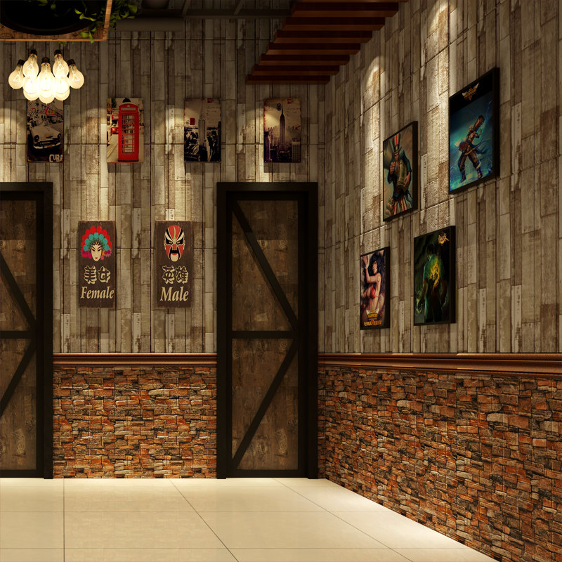 Industrial wind 3D stereo retro - retro wooden wall paved wall with wall renovation waterproof foam brick stick wallpaper