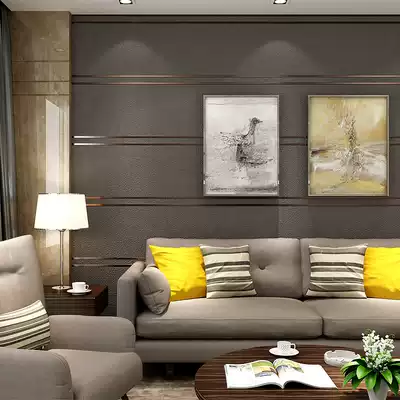 Modern minimalist TV background wall paper 3D Deerskin velvet non-woven living room bedroom marble horizontal stripe wallpaper