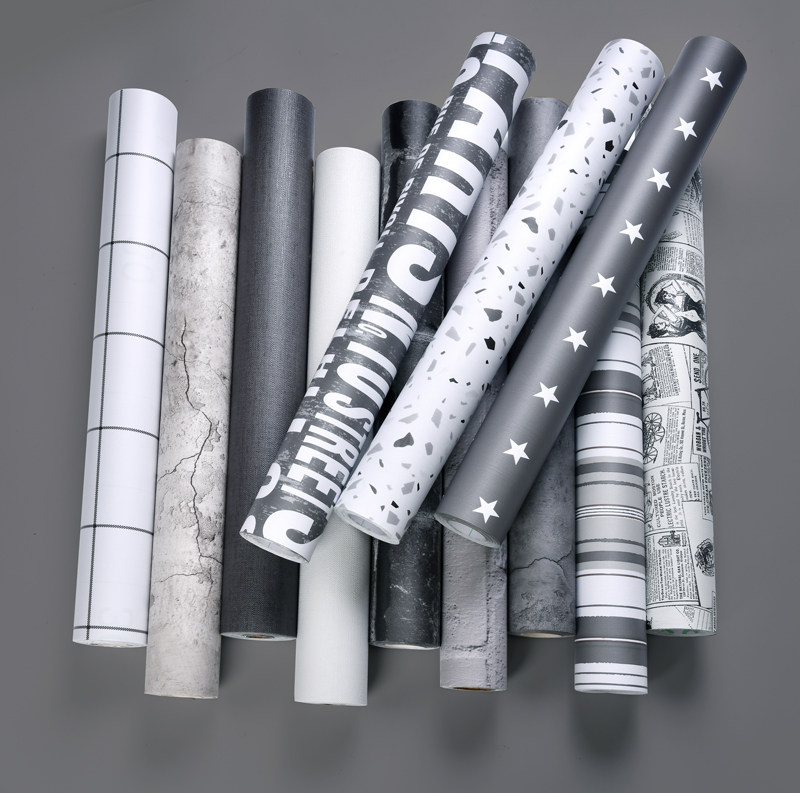 Grey white wallpaper wallpaper Self-adhesive waterproof moisture-proof Washable university Dormitory Industrial Wind 3d Wall Sticker