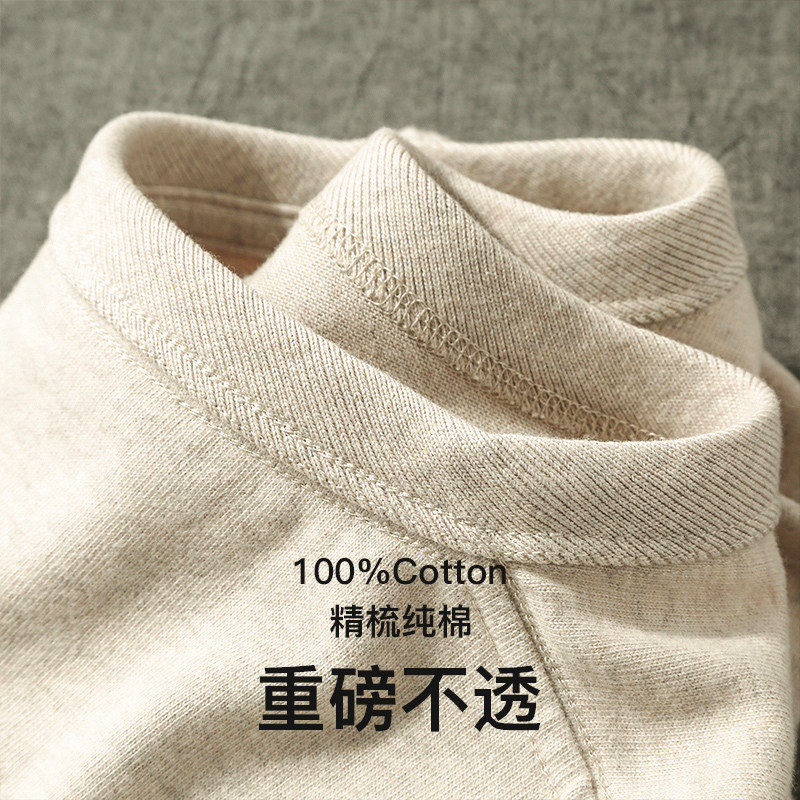 Milk tea gray 300G heavy cotton T-shirt men's brushed short-sleeved women's sand gray solid color loose thick top summer