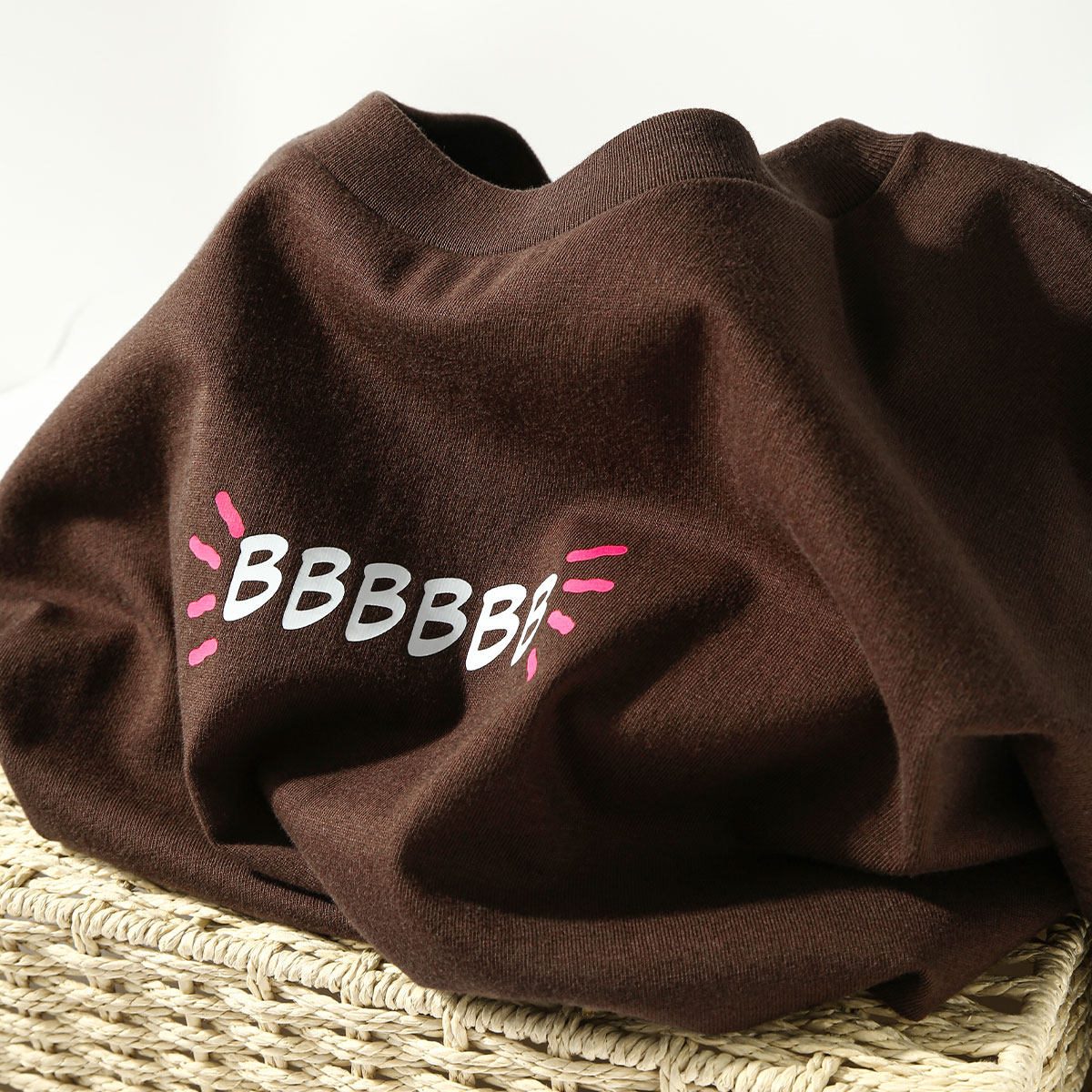 Letter creative printing 250g heavyweight cotton short-sleeved t-shirt women chocolate loose trendy shirt brown men