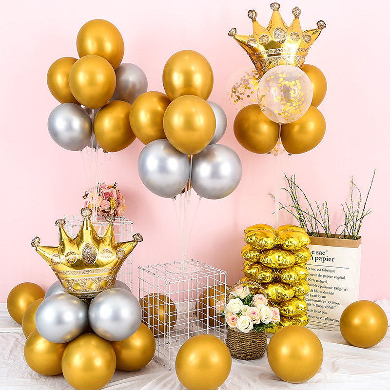 Opening decoration Golden crown Balloon column package Birthday Wedding theme column table floating Wedding party Road guide