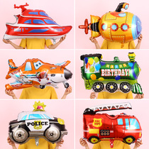 Car Balloon Aluminum Film Childrens Toy Birthday Party Scene Decorate Police Car Plane Train Fire Truck Background Wall