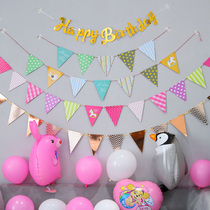 Baby Childrens Birthday Arrangement Labanner Creativity Triangle Flag Party Letter Happy Birthday Laflower Small Colorful Flag