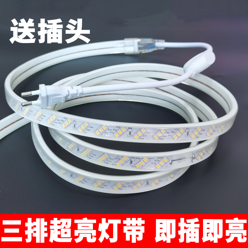 Ultra Bright 220v Outdoor Waterproof Led Line Lamp With High Pressure White Light Decoration Self-Adhesive 2835 Home Linear Light Strip