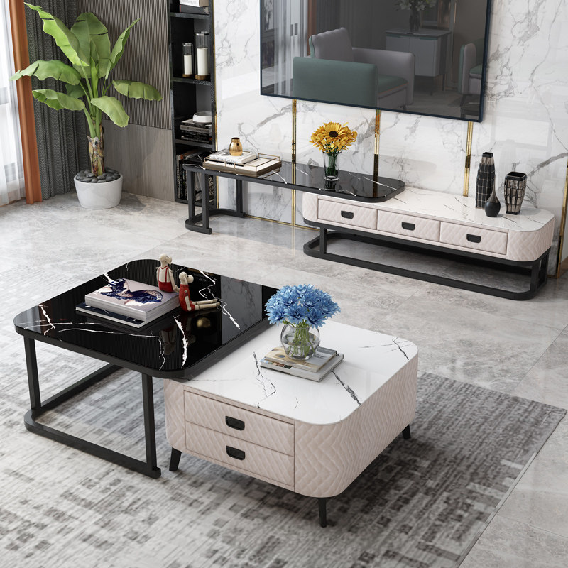 Light Extravagant Tea Table TV Cabinet Composition Suit Modern Minima Living Room Small Family Style Home Flex Creative Iron Art Geytec