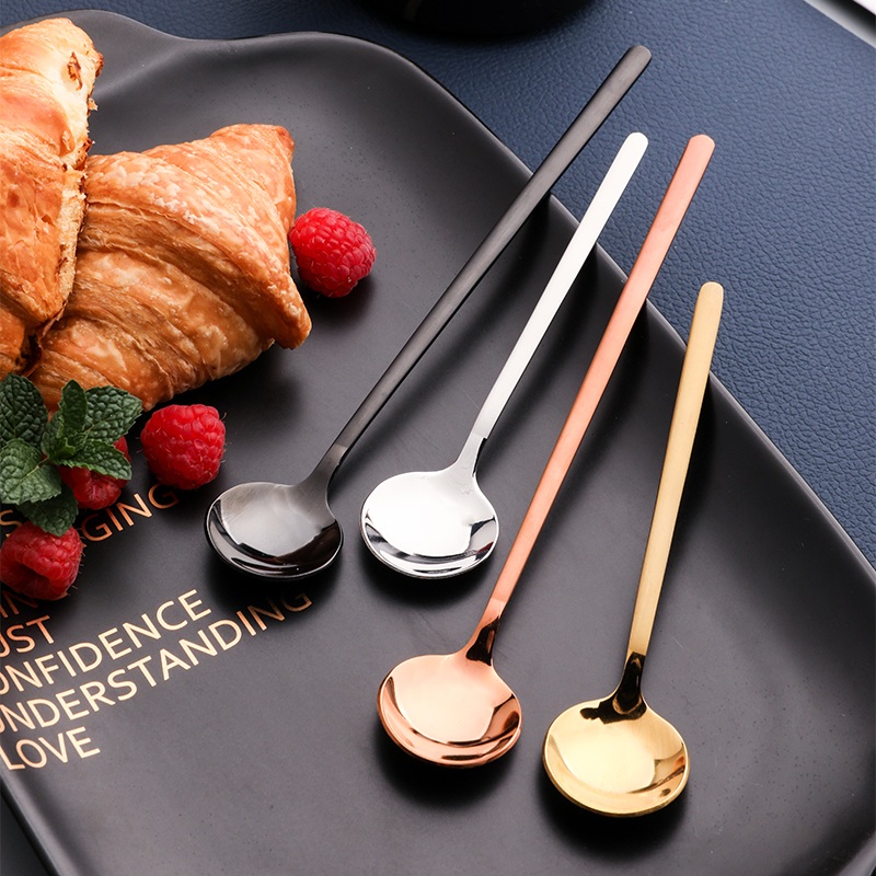 Mousse Nordic 304 stainless steel coffee small spoon soup spoon soup spoon fruit yoghurt Western food with round head baby spoon-Taobao