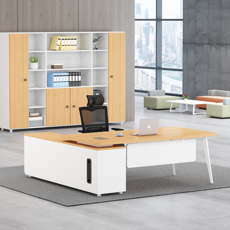 Minimalist modern steel foot single manager table owner desk chair portfolio president's office furniture head desk son