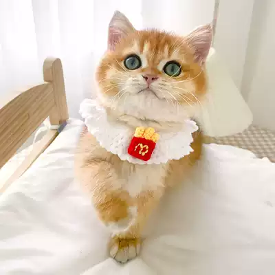 Cute Knitted Cat Collar Cat Decorative Accessories Kitty Kitty Blue Cat Collar Hand Woven Pet Bib