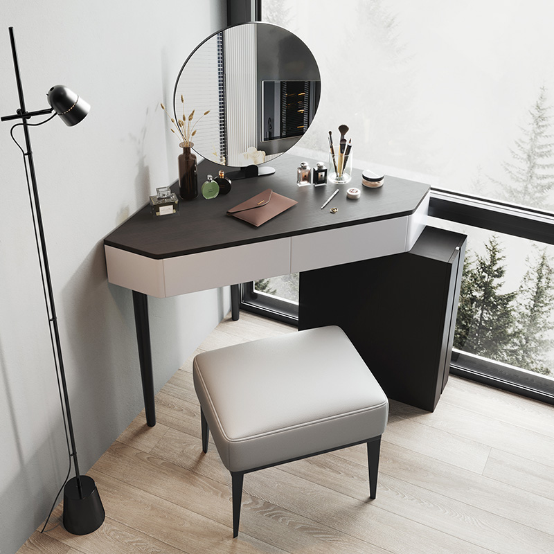 Minimalist Corner Makeup Desk Small Family Type Corner Triangle Makeup Table Tables Integrated Minima Modern Light Lavish Red Ins