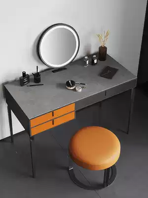 Modern simple makeup table Italian light luxury wind Net red rock plate small apartment bedroom makeup table storage cabinet