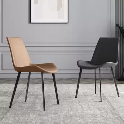 Italian dining chair home modern minimalist Nordic dining room ins Net red light luxury leather dining chair iron backrest chair