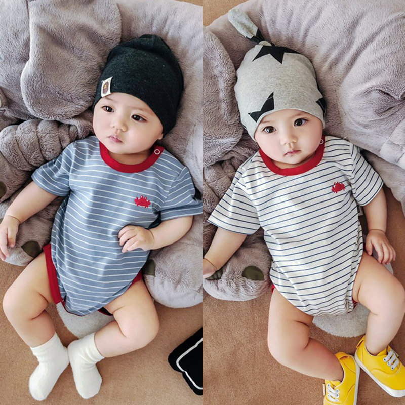 UK next kid Female baby summer summer baby boy jumpsuit bag fart pajamas Summer thin short-sleeved