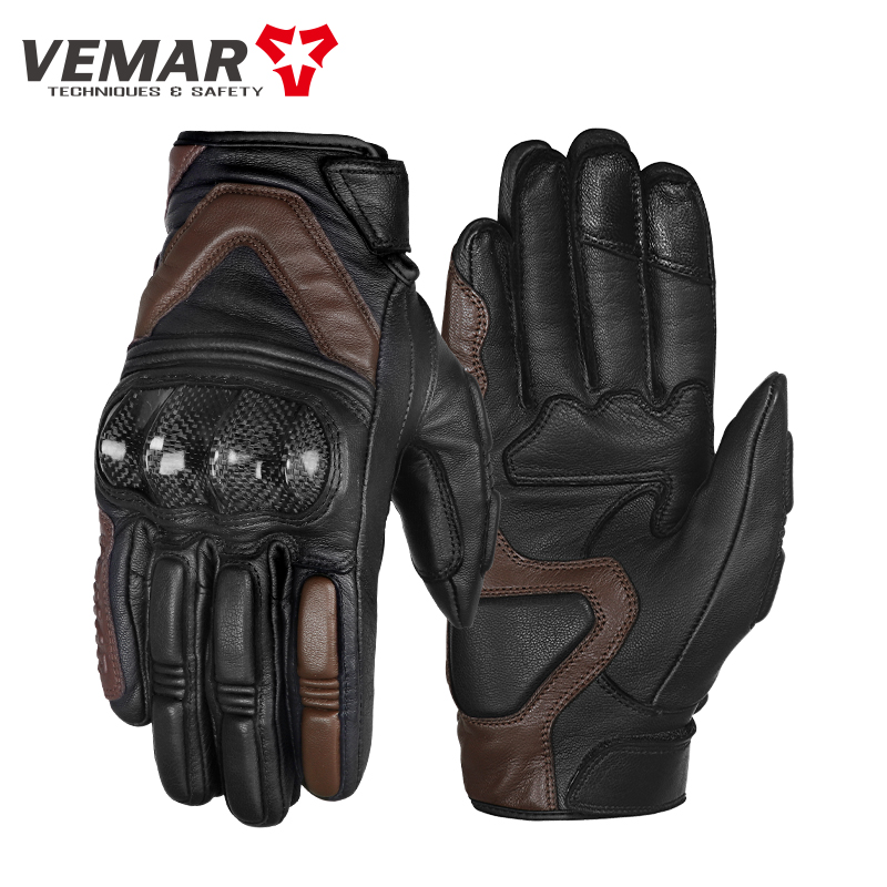 vemar motorcycle riding leather gloves men's carbon fiber anti-fall anti-slip touch screen winter retro motorcycle equipment