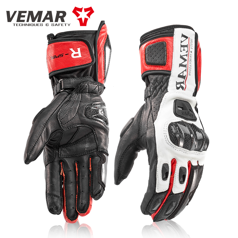 Locomotive riding long version of carbon fiber protective shell glove men's four seasons locomotive cross-country anti-wind and windproof touch screen rider equipment