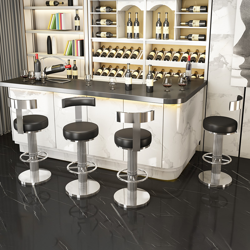 Stainless Steel Bar Table Chairs Home Bar Chair Light Lavish Bar Chair Backrest Fashion Swivel Bar Chair Bar High Footstool
