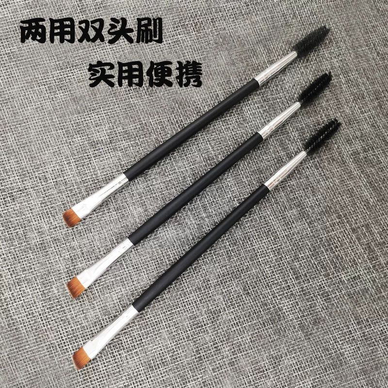 Щётка для бровей с swept eyebrow spiral, портативная деревянная ручка, ручная работа, мягкие волосы, двойная головка, косой держатель, профессиональная двойная головка, единая конструкция