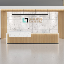 Modern Minimalist Front Desk Reception Desk Company Roast Lacquer Imitation Marble Bar Desk Consultation Desk Collection Silver Desk Custom