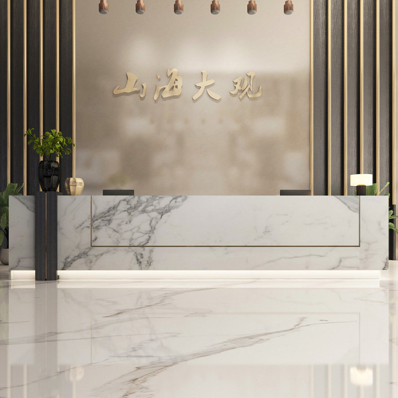 Company Reception Baking Varnish Minimalist Marble Grain Reception Desk Table Beauty Salon Hotel Hall Brief Cashier's counter bar