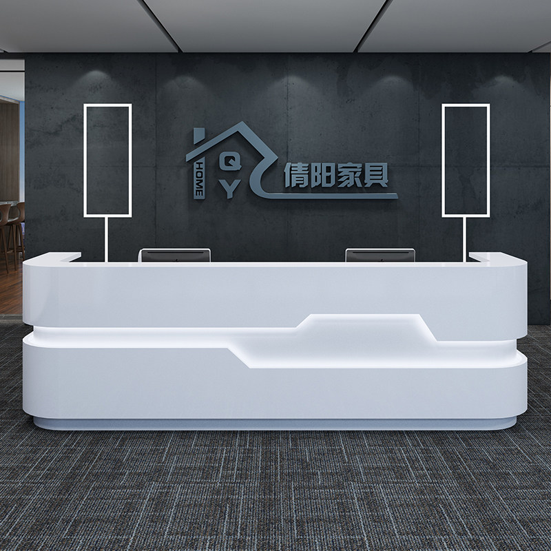 Modern Minimalist Company Roast Lacquer Front Desk Fashion Reception Desk Arched Beauty Salon Collection Silver Counter Advice Bar Desk Custom