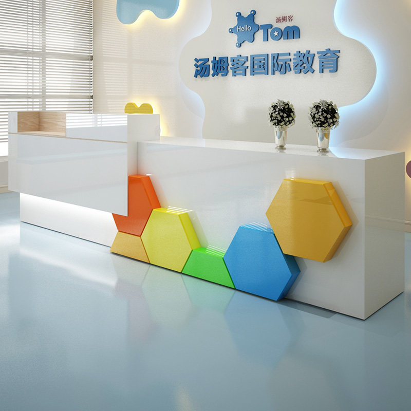 Kindergarten paint paint front desk fashion early education training agency reception desk cartoon bar desk cash register new