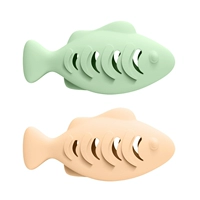 Силиконовая игрушечная рыбка (зеленая + бежевая) [можно положить в корм для кошек, утечку лиофилизированного корма]]