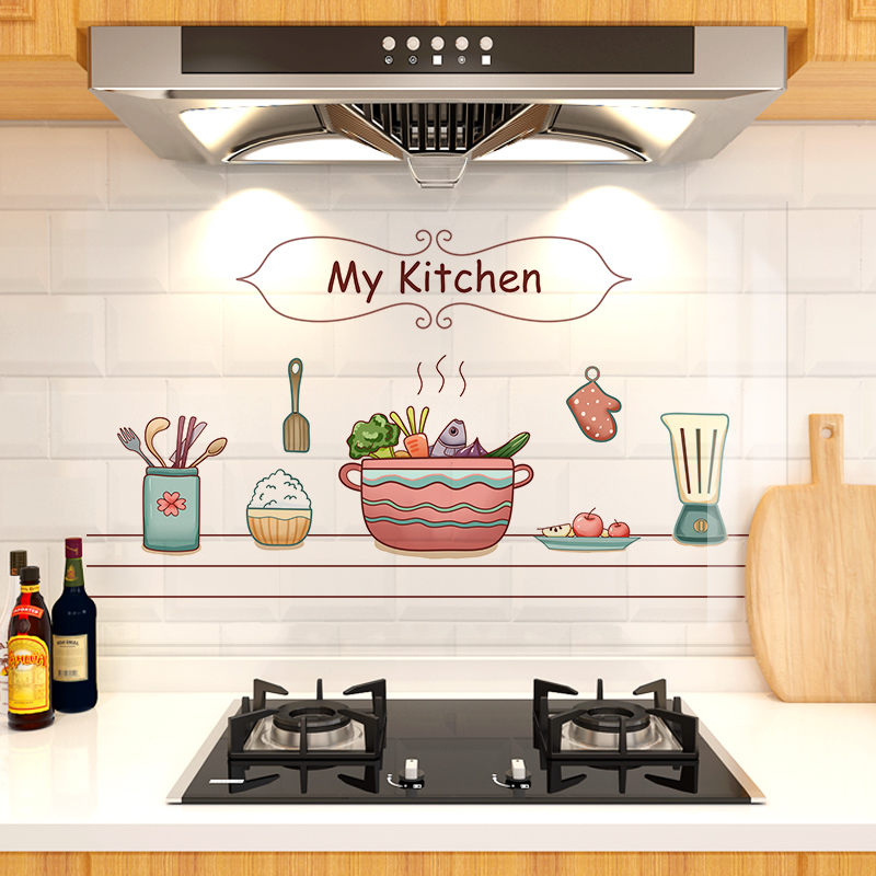 Kitchen anti-oil sticker Waterproof anti-oil self-adhesive wall sticker Household cabinet stove hood high temperature transparent sticker art