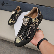 New Beauty Duesha Mens Shoes Board Shoes Mens Han Prints Real Bull Leather Luxury Men Shoes Shoes Shoes Mens Shoes 100 hitch