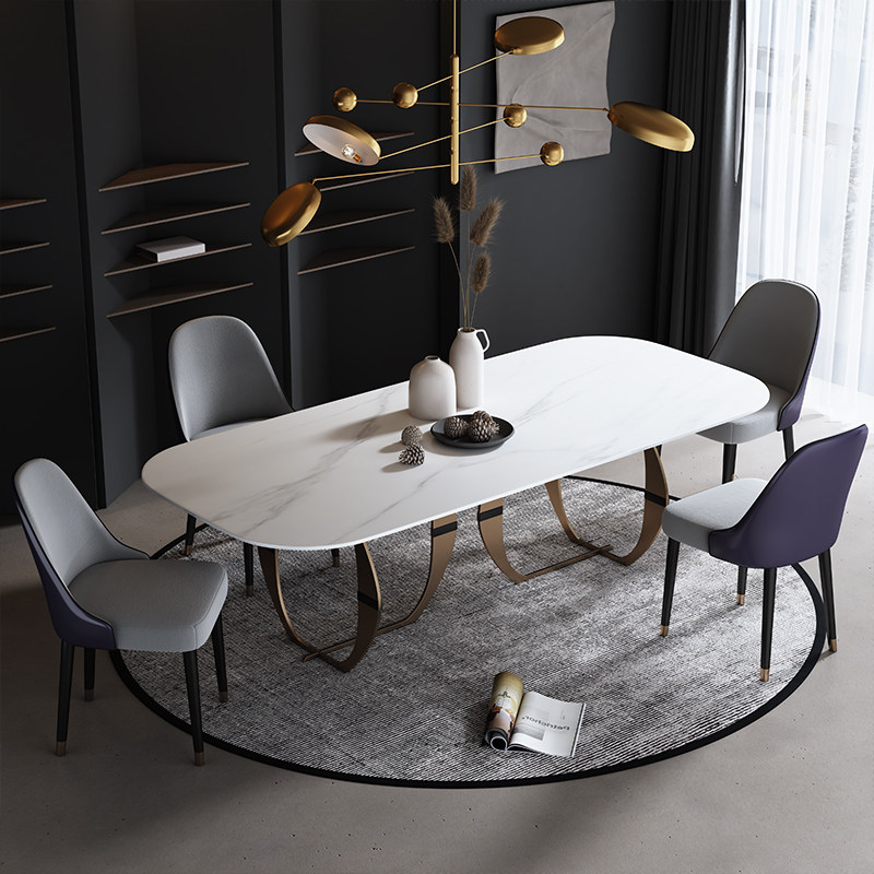 High quality Italian imported rock tables high - end luxury modern household white thickening 12mm rock plate table