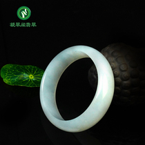Ningcui Pavilion Natural Emerald Jade Bracelet Myanmar Ice Species Emerald Green Floating Flower Bracelet Live Broadcast with Certificate Identification