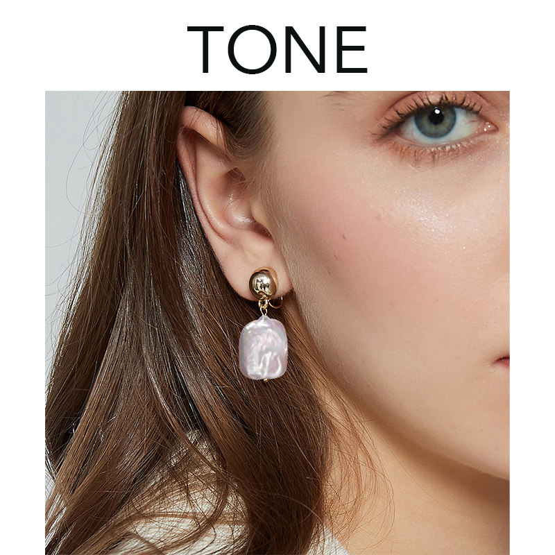 TONE Aurora Colorful Natural Freshwater Baroque Pearl Ear Clip Mosquito Incense Plate High-Level Simple No Ear Piercing Female
