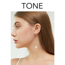 Natural water drop pearl earrings ear clip mosquito coil bride advanced long face temperament simple earless female