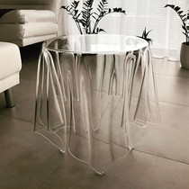 Transparent acrylic suspended table minimalist fashion creative talks table clothing shop designer table light extravagant living room