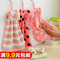 New thick coral velvet strong absorbent hanging hand towel cute cartoon kitchen towel towel wipe tablecloth