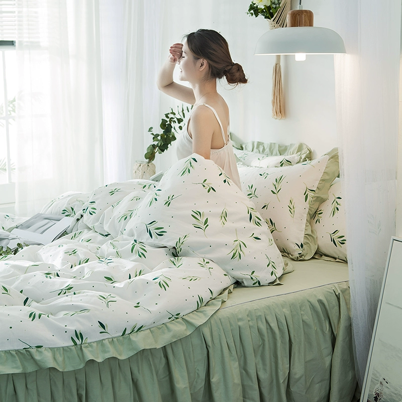 2020 váy ngủ mới bốn mảnh vải bông đầy đủ 13372 vải phản lực nhỏ tươi trong phiên bản Hàn Quốc của khăn trải giường dày hơn bằng cotton nguyên chất - Bộ đồ giường bốn mảnh